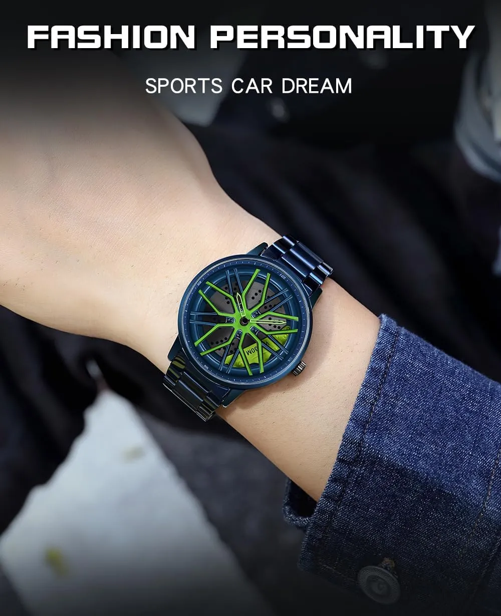 Creative Hollow Design Waterproof Quartz Analog Stainless Steel Strap Suitable for lessen concur media desiccation emit Men and Car Enthusiasts MASTOP Men's Car Watch 