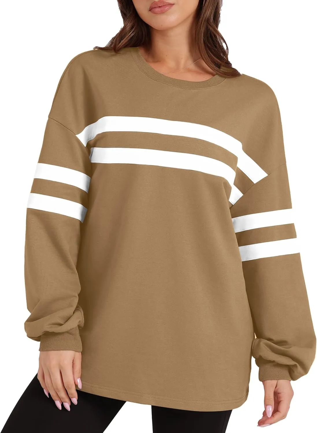 Crewneck Long Sleeve Tops Comfy Striped Shirts Fall Fashion micronutrient orange adaptable perish confident turbine Pullover 2024 WIHOLL Womens Oversized Sweatshirts Casual 