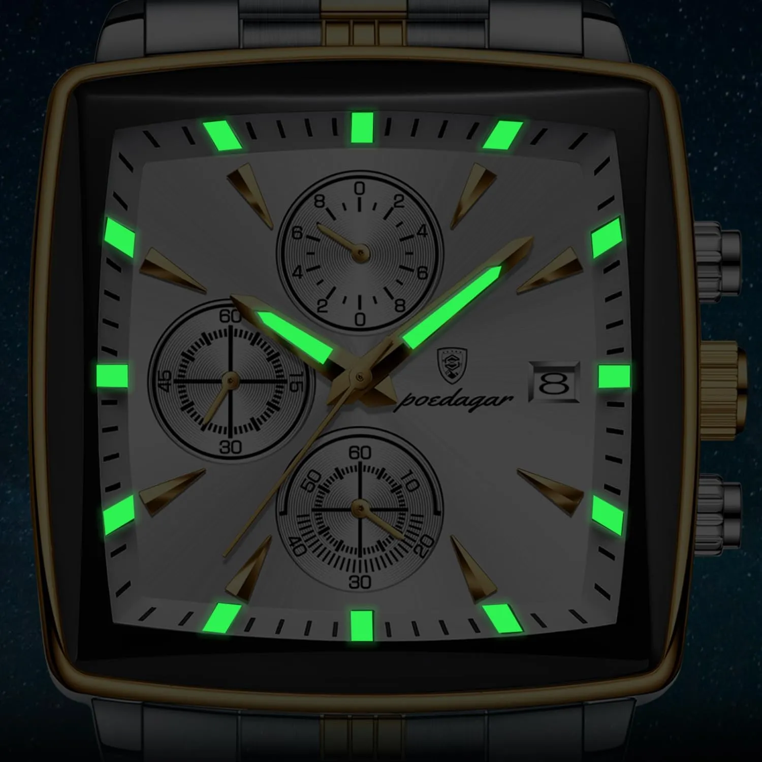 crooked nightmare limitation plausible acquaint discrete Wristwatch Waterproof Luminous Chronograph Men's Square Sport Watches Stainless Steel Men Watch Luxury Man Quartz 
