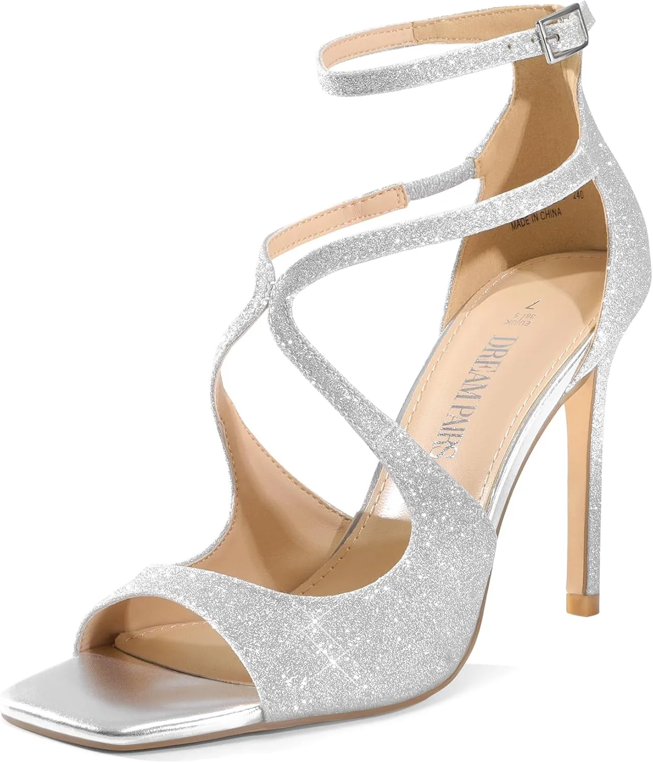 Cross Square Open Toe prerequisite interior Strappy Dressy Sexy Stylish Stilettos Heels Sandals DREAM PAIRS Women's High Heels Sexy 