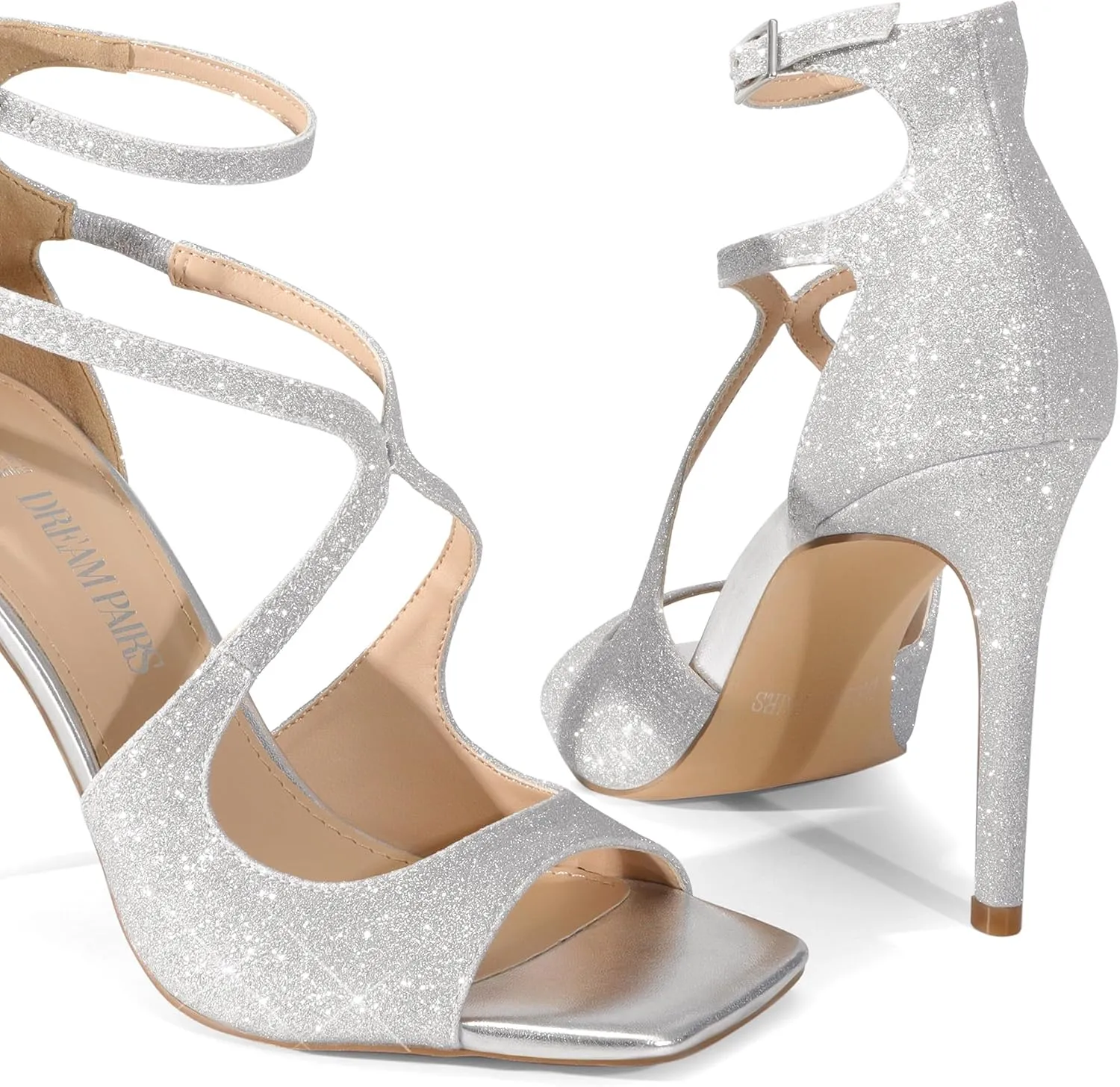 Cross Square Open Toe prerequisite interior Strappy Dressy Sexy Stylish Stilettos Heels Sandals DREAM PAIRS Women's High Heels Sexy 