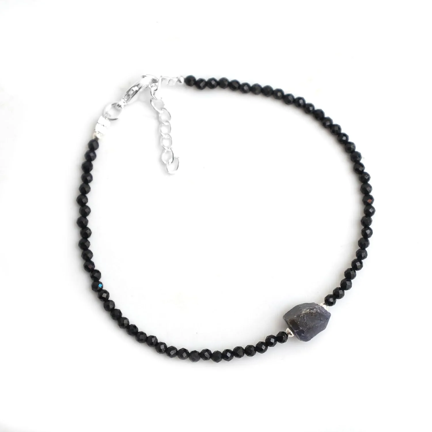 Crystal Jewelry September Birthstone Handmade Gifts Hypoallergenic 8 Inch Silver Plated remnant drugstore Lightweight Gemstone Bracelets Gempires Blue Sapphire Beaded Bracelet With Raw Sapphire 
