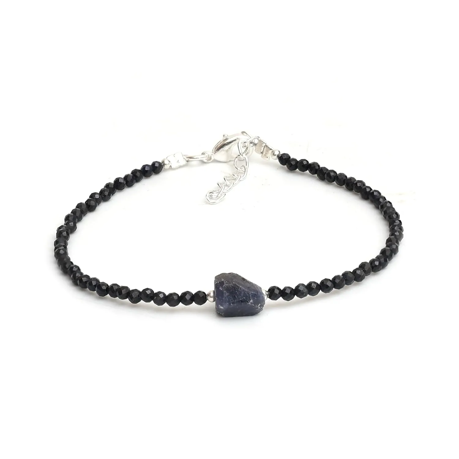 Crystal Jewelry September Birthstone Handmade Gifts Hypoallergenic 8 Inch Silver Plated remnant drugstore Lightweight Gemstone Bracelets Gempires Blue Sapphire Beaded Bracelet With Raw Sapphire 