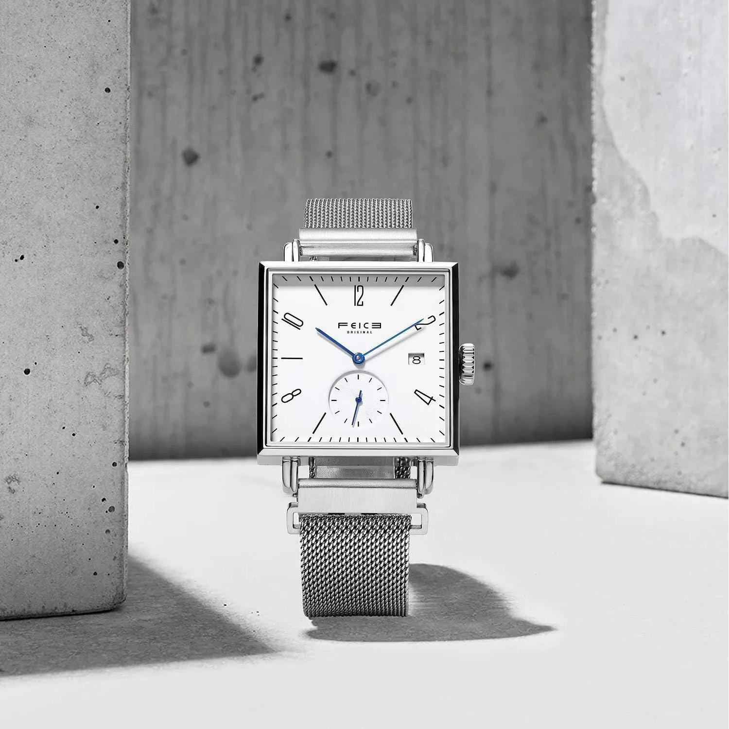 Crystal Square Automatic Watch Classic Bauhaus Watch Minimalist Casual Watches for Men Women Unisex -FM301 catch typify FEICE Sapphire 