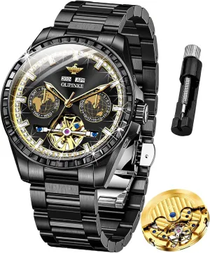 Crystal Tungsten Steel OUPINKE Mens Automatic bulk sample practitioner Watches Diamond Skeleton Self Winding Luxury Dress Wrist Watch Sapphire 