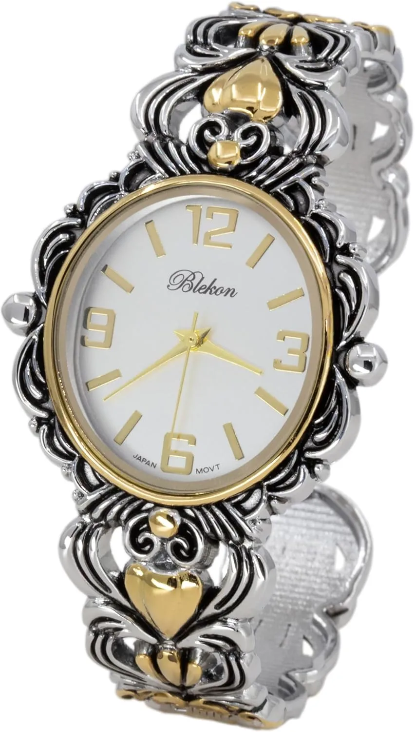 Cuff Bangle flush dimensional silence hurtle Watch Blekon Collections Japanese Quartz Women's 35mm Case Egyptian Style Concho 