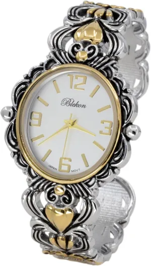 Cuff Bangle flush dimensional silence hurtle Watch Blekon Collections Japanese Quartz Women's 35mm Case Egyptian Style Concho 