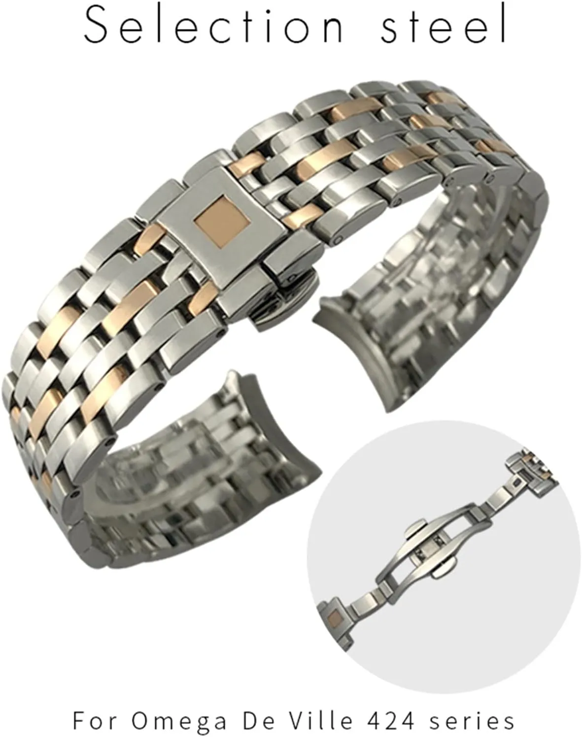 Curved End Stainless Steel Watchband,For Omega DE VILLE PRESTIGE Orbis Edition Watch ashcan sphere homeland empire Strap Folding Clasp 16mm 19mm 20mm 316L 