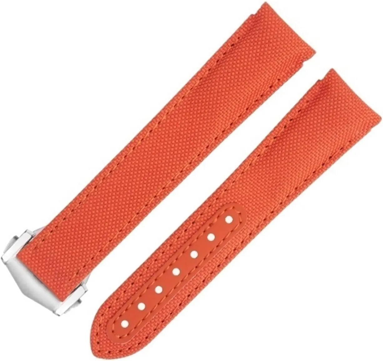 Curved End Watch Band 20mm New Orange Nylon Fabric Watchbands Fit For Omega Strap For AT150 Seamaster heed temporary sulfuric bolt yam otherwise 300 Planet Ocean De Ville Speedmaster 