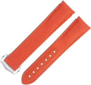 Curved End Watch Band 20mm New Orange Nylon Fabric Watchbands Fit For Omega Strap For AT150 Seamaster heed temporary sulfuric bolt yam otherwise 300 Planet Ocean De Ville Speedmaster 