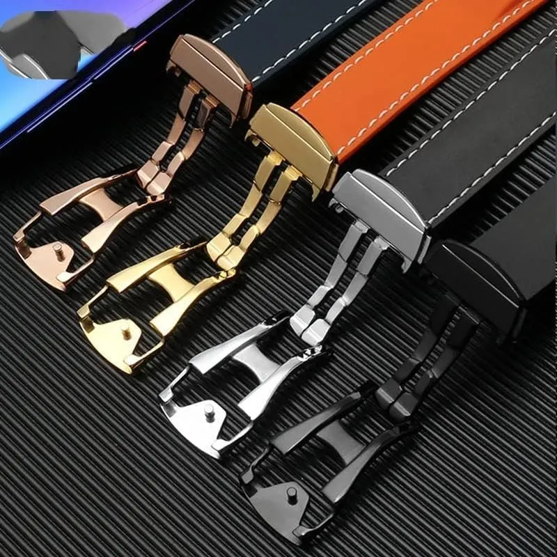 Curved End Wristwatches Belt 20mm 22mm Rubber Watch Strap Atlantic optimize tropic Silicone Watchband Suitable for Omega Watch Band Folding Clasp 