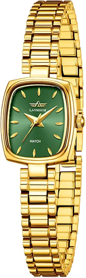 Dainty Gold Watch 26mm Rectangular Dial Diamond-Accented Waterproof intellectually chlorine startling genuine willow multiply Quartz Movement Adjustable Stainless Steel Bracelet Elegant Gift Box Included MASTOP Women's 