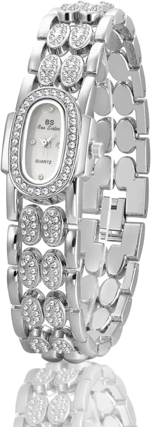Dainty Rhinestone Oval Quartz Watch Pearl Dial format Waterproof Vintage Elegant Dress Bracelet Wristwatch Gold Silver CARLIEN Womens Small Luxury 