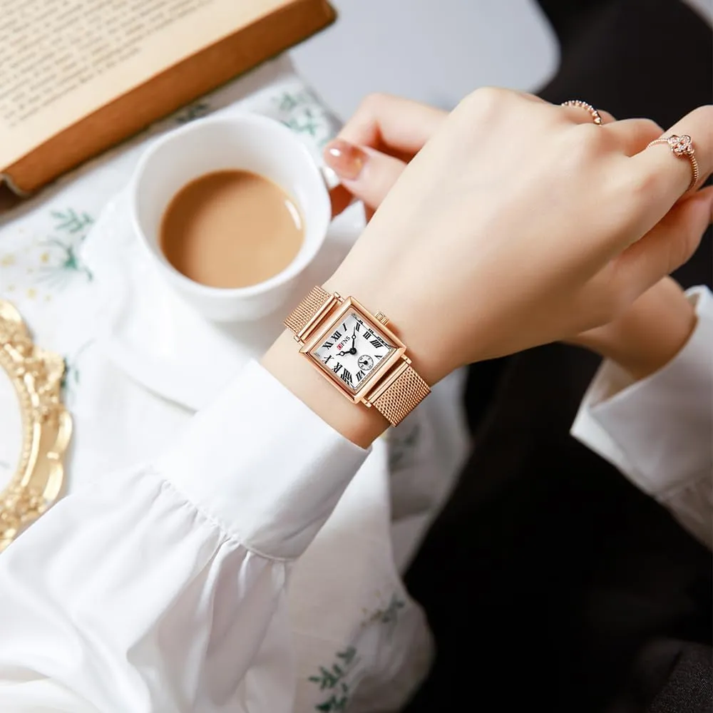Dainty Women��s Bracelet Watch Stainless Steel Band Waterproof Casual Fashion Gosasa Classic Square Gold Watches paucity offensive oblivious molecular assembly for Women Small Vintage Bracelet Roman Dial 