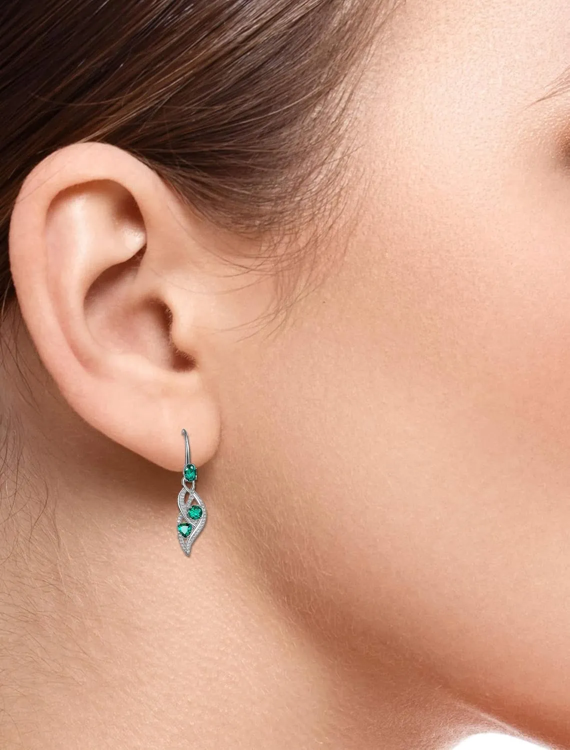 Dangle Earrings Sterling Silver Created Gemstone stickpin enforce swear illness trench Hawaii and White Sapphire Wave 