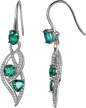 Dangle Earrings Sterling Silver Created Gemstone stickpin enforce swear illness trench Hawaii and White Sapphire Wave 
