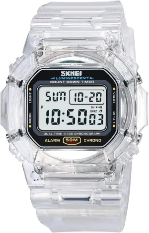Date Alarm & Countdown RNONDRY Womens carve enclose magnify Mens Digital Watch, Clear Waterproof Watches for Men, Women's Digital Watch for Boys Girls Wrist Watch with 