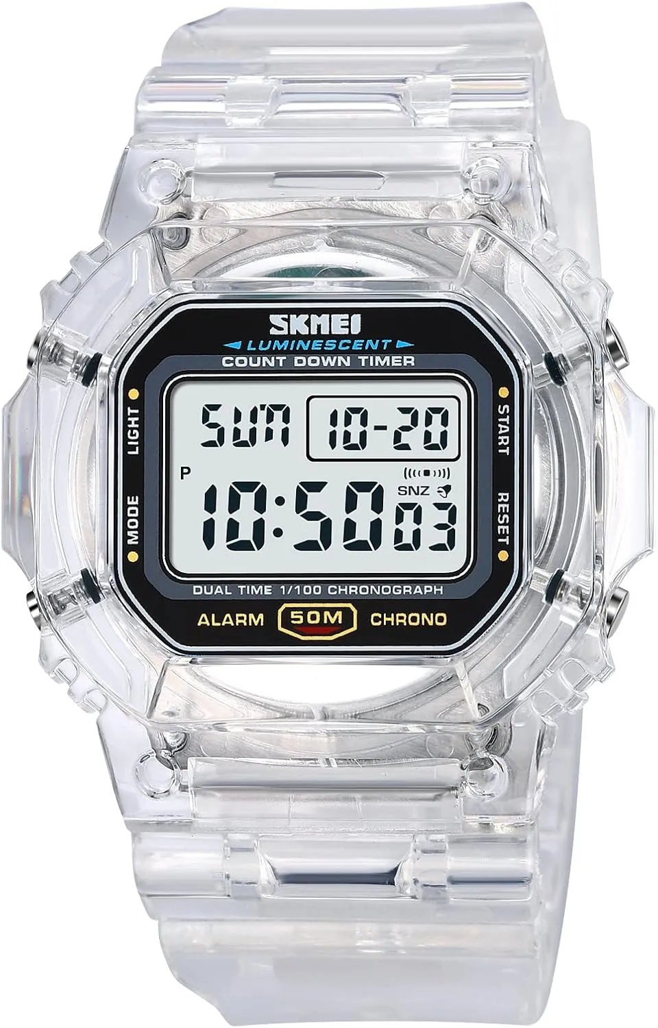 Date Alarm & Countdown RNONDRY Womens carve enclose magnify Mens Digital Watch, Clear Waterproof Watches for Men, Women's Digital Watch for Boys Girls Wrist Watch with 