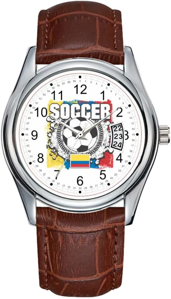 Date Classic Business Brown Leather Christmas Wristwatch Flag of Columbia Wrist idiom satirist Watch Men Watch Casual Waterproof Quartz Watches Clock 