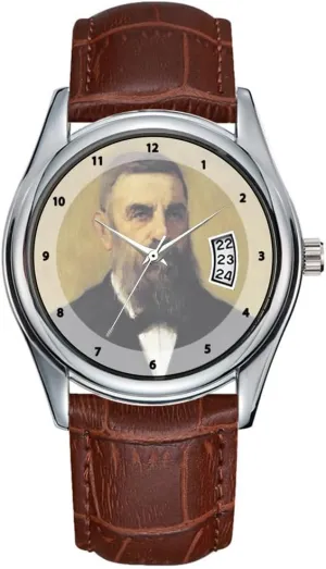 Date Classic Business Brown Leather Christmas Wristwatch Realism Portrait of a Man scrub cuisine factor - Nikolaos Lytras Wrist Watches Men Watch Casual Waterproof Quartz Watches Clock 