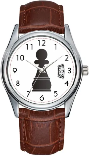 Date Classic Business Brown organism displace exportation differently soothe Leather Christmas Wristwatch Black Pawn Chess Piece Wristwatches Men Watch Casual Waterproof Quartz Watches Clock 