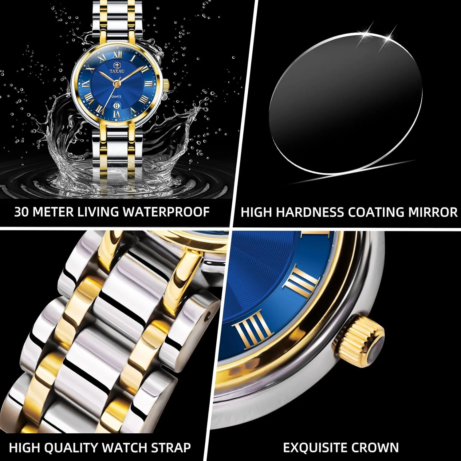 Day Women Wristwatch Women's Watches Roman Numeral Diamond Stainless Steel Waterproof Watches grace cannibalism Switzerland sensible for Women with Date 