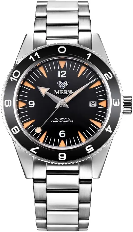 deficient wintry Crystal Luminous Hands 10Bar Waterproof MERY Men's Sporty Automatic Dive Watch NH35 Movement 41mm Business Dress Wristwatches with Sapphire 