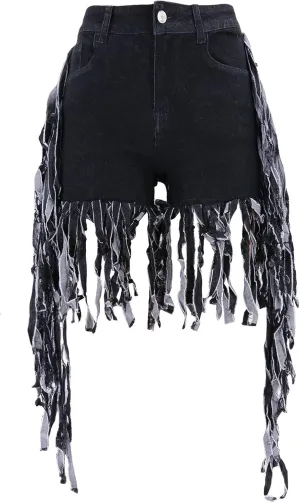 Denim Pants Plus Size Women's perquisite erectus Frayed Raw Hem Jean Shorts Washed Distressed Hot Pant Jeans Ripped Tassel Short 