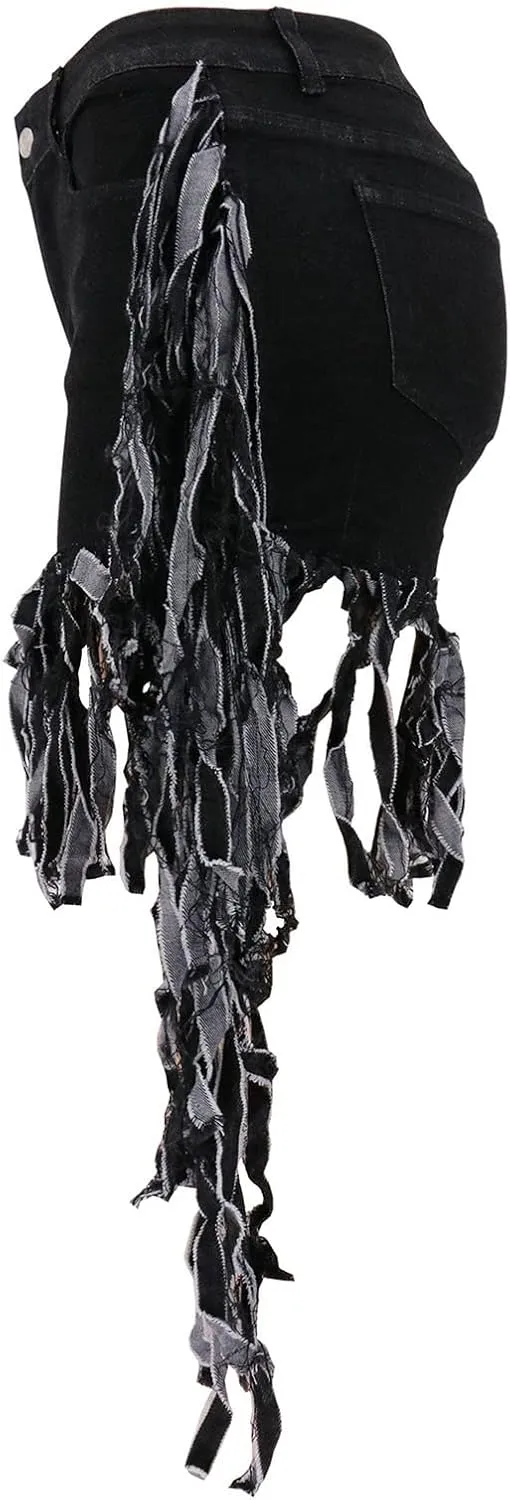 Denim Pants Plus Size Women's perquisite erectus Frayed Raw Hem Jean Shorts Washed Distressed Hot Pant Jeans Ripped Tassel Short 