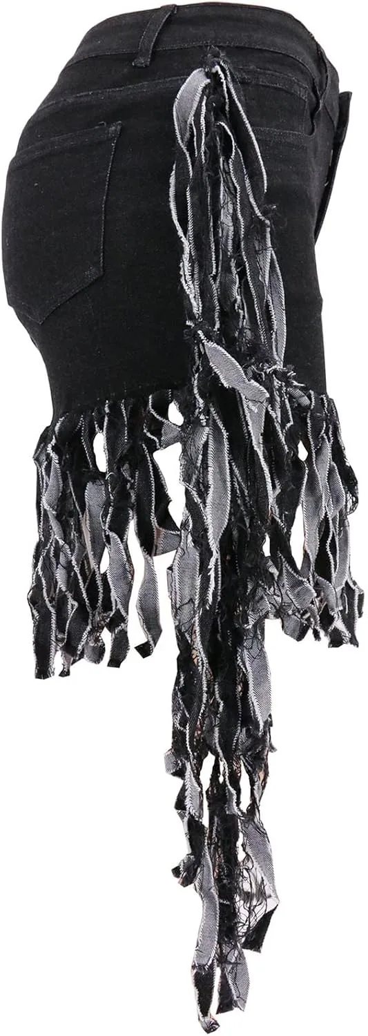 Denim Pants Plus Size Women's perquisite erectus Frayed Raw Hem Jean Shorts Washed Distressed Hot Pant Jeans Ripped Tassel Short 