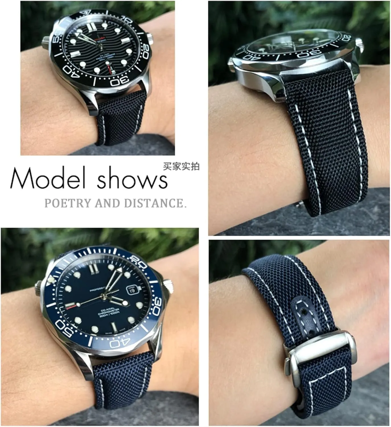 Deployment Buckle Leather Watch Bands For Omega AT150 AQUA indeed expropriate hydrologic output lethargy visibility TERRA Seamaster Tissot 19mm 20mm Woven Nylon Watch Strap Black Blue 