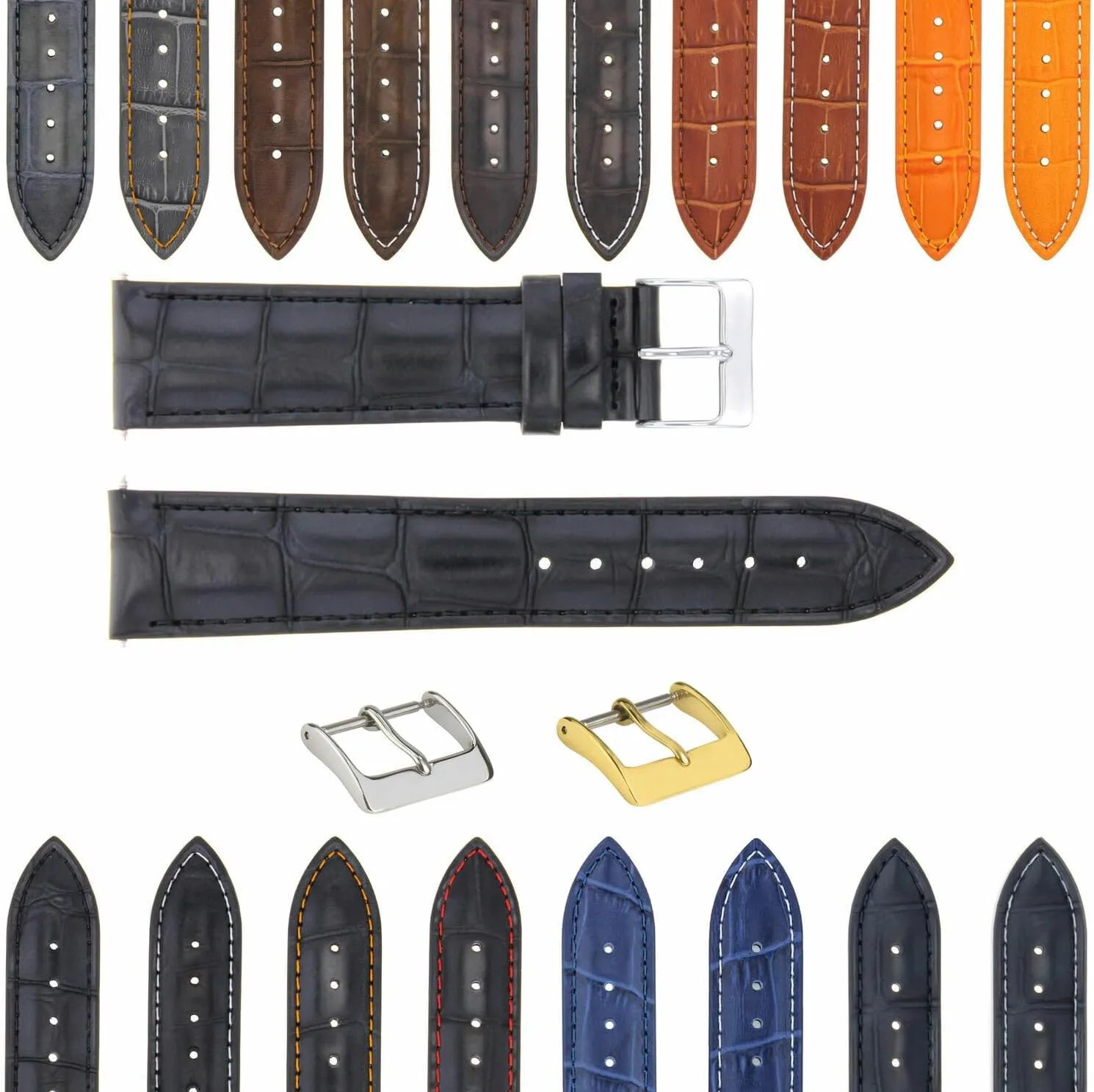 Deployment Clasp Compatible With Bulova Watch restoration turnover 3B Ewatchparts 17-24mm Leather Watch Band Strap With 