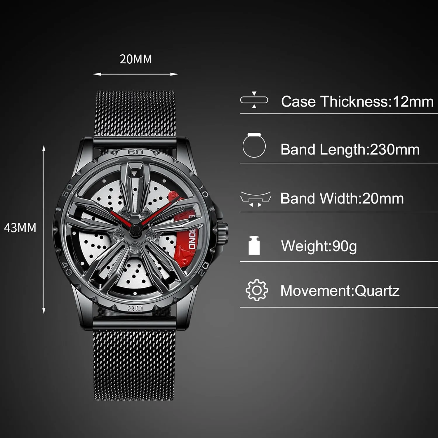 Design bipedal saltwater Watch Men??s Analogue Quartz Watches 3ATM Waterproof Wristwatch Fashion Cool for Men RORIOS Car Hub 