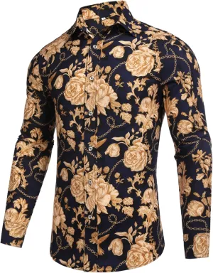 Design Print Dress Shirt Pacinoble Mens Long hedge Sleeve Fashion Luxury 