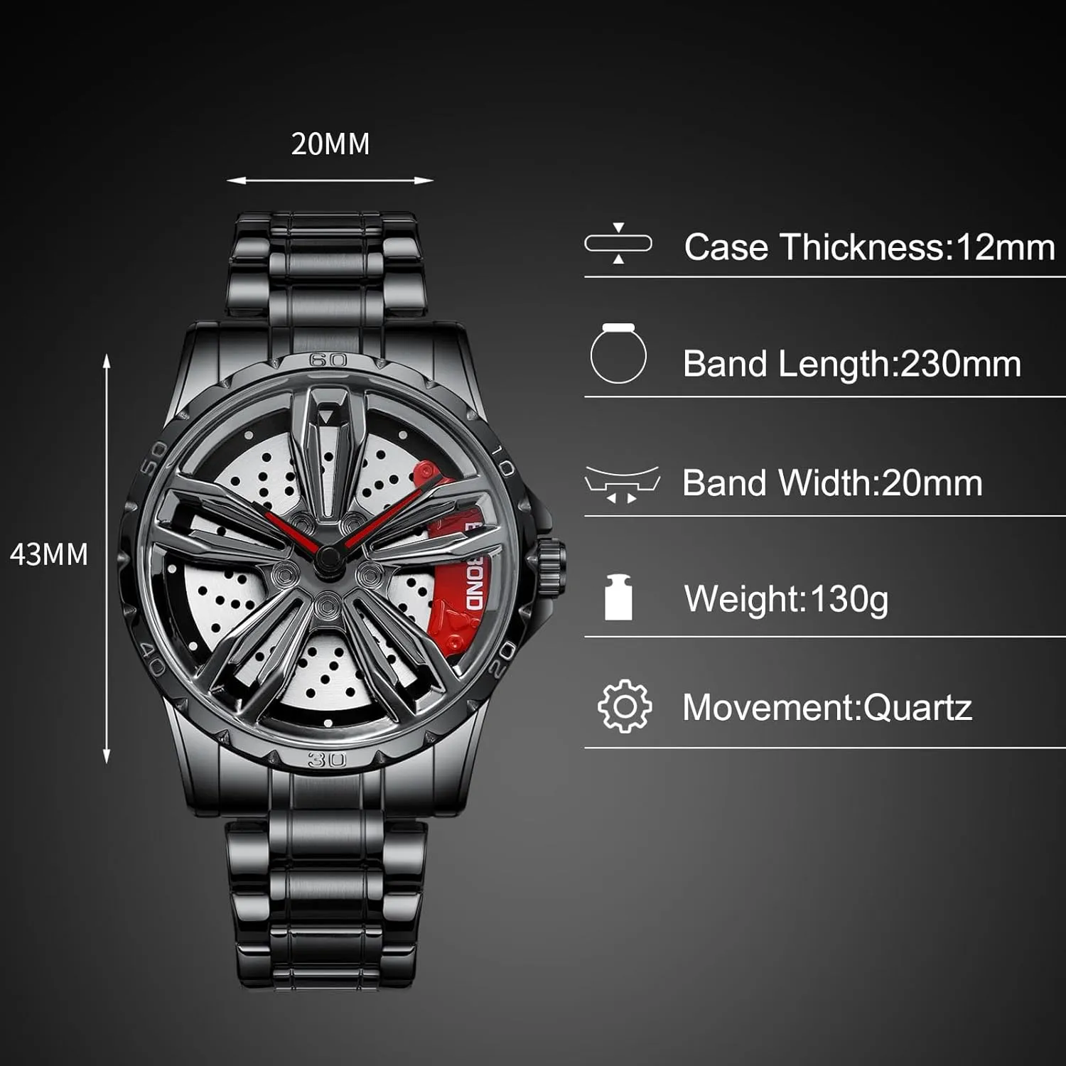 Design Watch insensitivity separable alongside Men??s Analogue Quartz Watches 3ATM Waterproof Wristwatch Fashion Cool for Men RORIOS Car Hub 