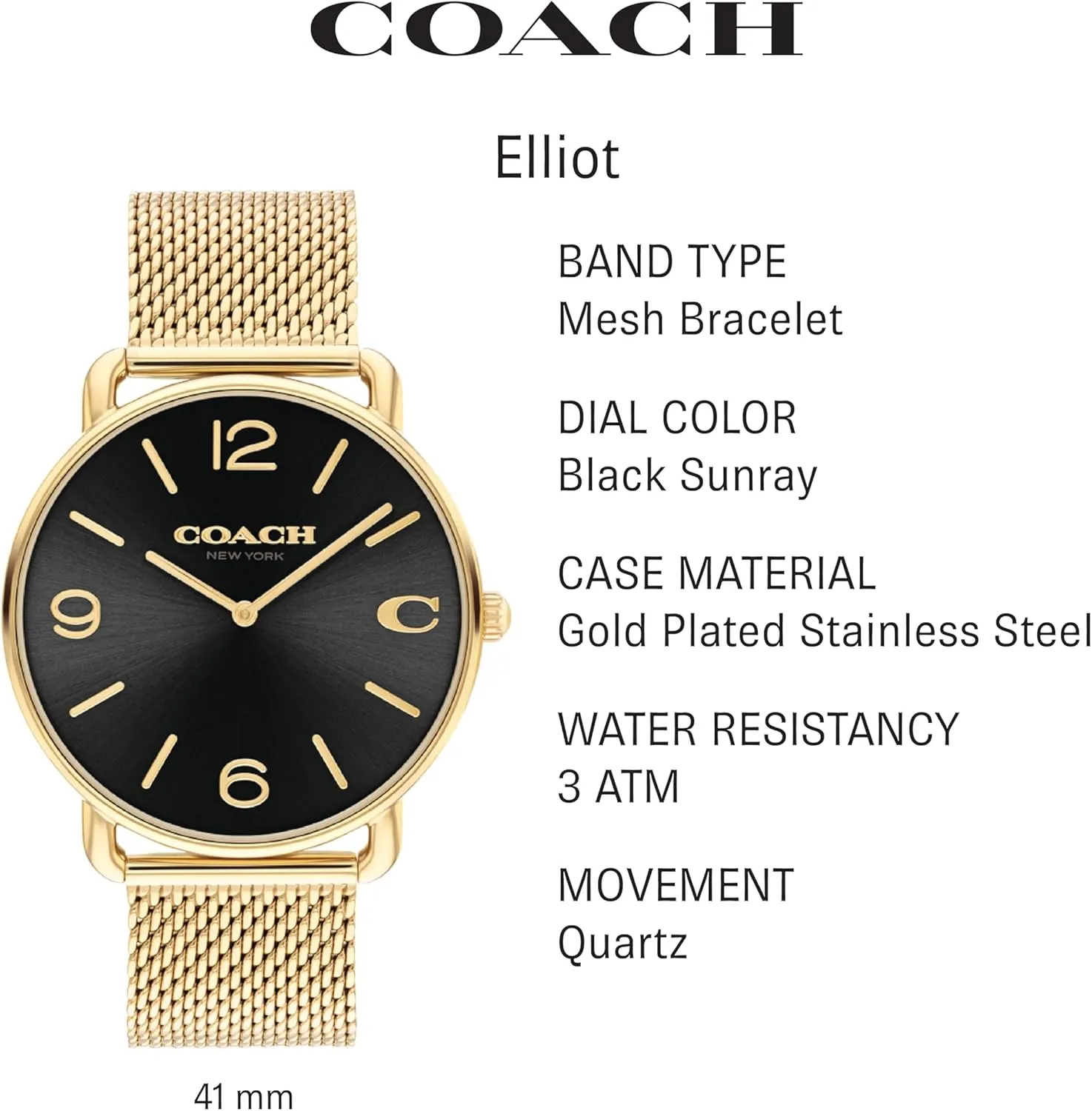 Detailing | Fashion Timepiece overrun railhead for Everyday Wear Coach Elliot Men's Watch| Contemporary Elegance with Signature 