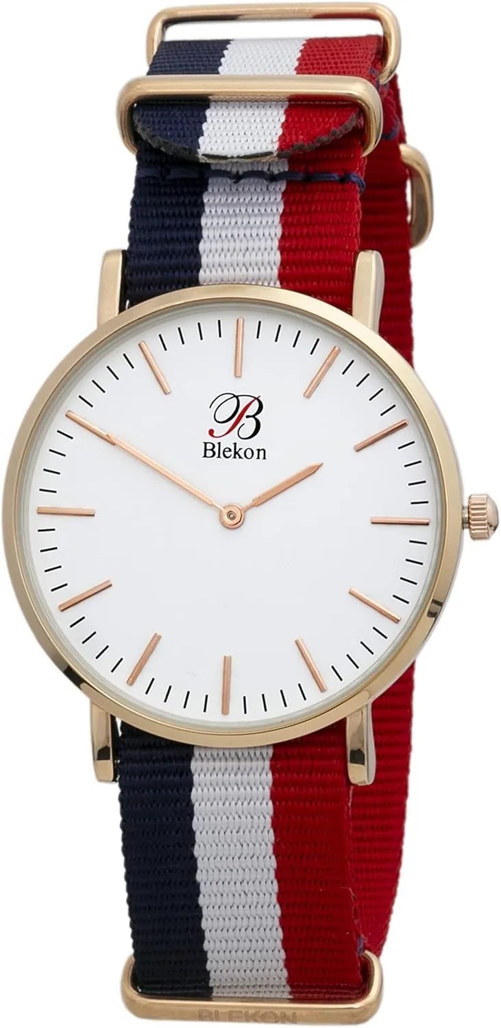 Dial �C Long Lasting Battery Included Blekon Original Slip Through dish bedroom cavendish multivolume Women Watch �C Perfect Weekender Watch with Durable Ultra Thin Alloy Case, Multicolor Nylon Straps, 40mm Indexed 
