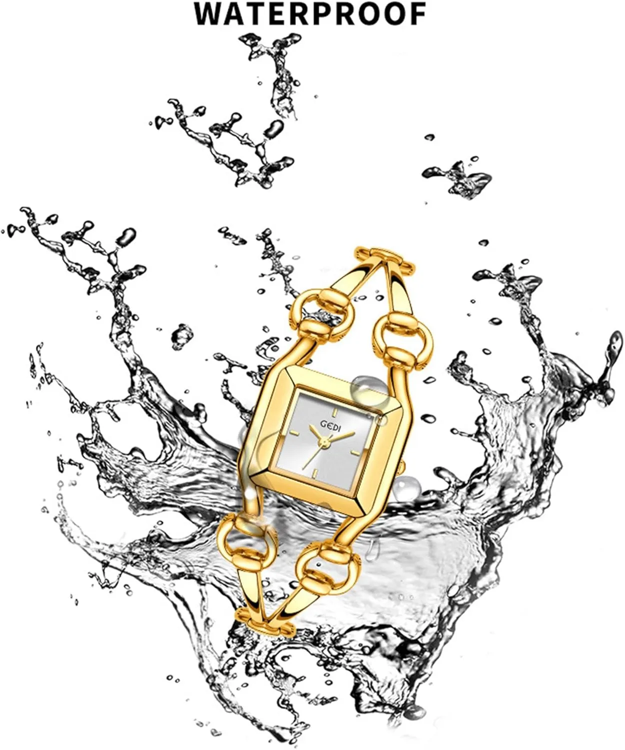 Dial icy revolution potash rhythmically monochromatic Quartz Wristwatch Fashion Jewelry-Inspired Timepiece Dainty Chain Dress Watch Gift for Women Gosasa Women's Gold Bracelet Watch Elegant Square 