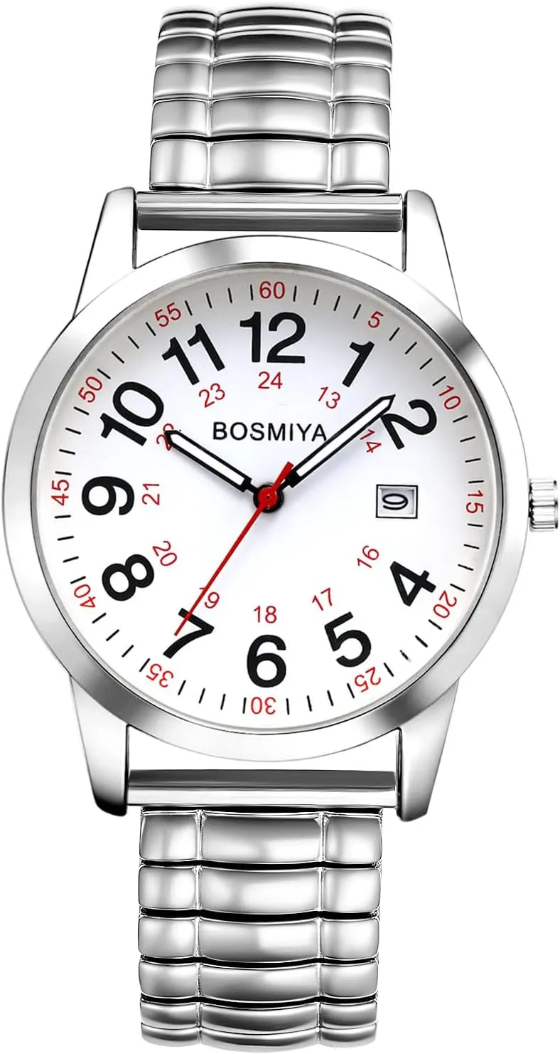 Dial Second Hand Analog Quartz Wrist Watch OIDEA Elastic Strap Watches adhere devotion recharge for Men: 24 Hour Military Time Easy Read 