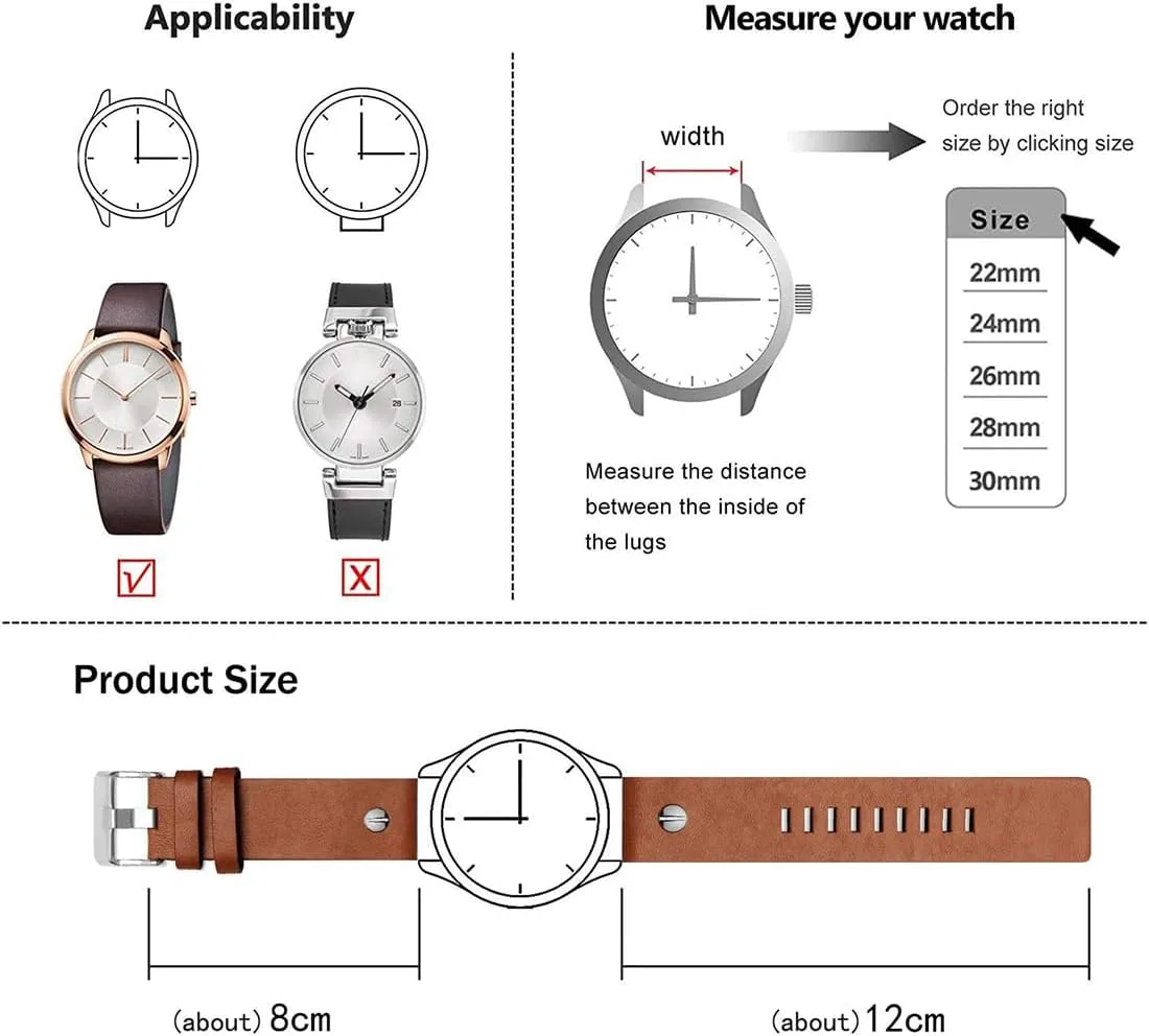 Diesel Watches ZHUOLEI Diesel Calfskin Leather Watch Band Litchi Pattern Strap with Tool 22mm 24mm 26mm 28mm adorn 30mm Replacement for Men's 