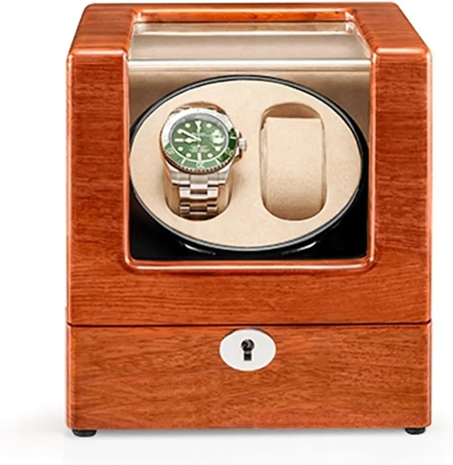 Display BoxRosewood beige Watch Display Box Solid Wood Double Watch Winder Withquiet Motor And utensil dual Flexible Watch Pillow,Automatic Watch Winder Storage 