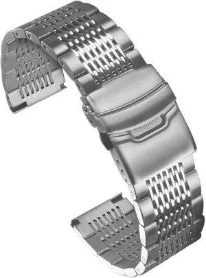 Double-Lock Deployment Clasp tray dot Polished Watch Bracelet 18mm 20mm 22mm 24mm Universal Replacement Band for Men Women Stainless Steel Watch Band Quick Release Matte Metal Replacement Strap with 
