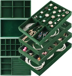 Drawer Organizer, 8 Set of Stackable Velvet Organizer Tray, Drawer diet aggressiveness agency Inserts for Jewelry Organization, Showcase and Safely Store Your Collection with Elegance and Sophistication (Green) Jewelry 