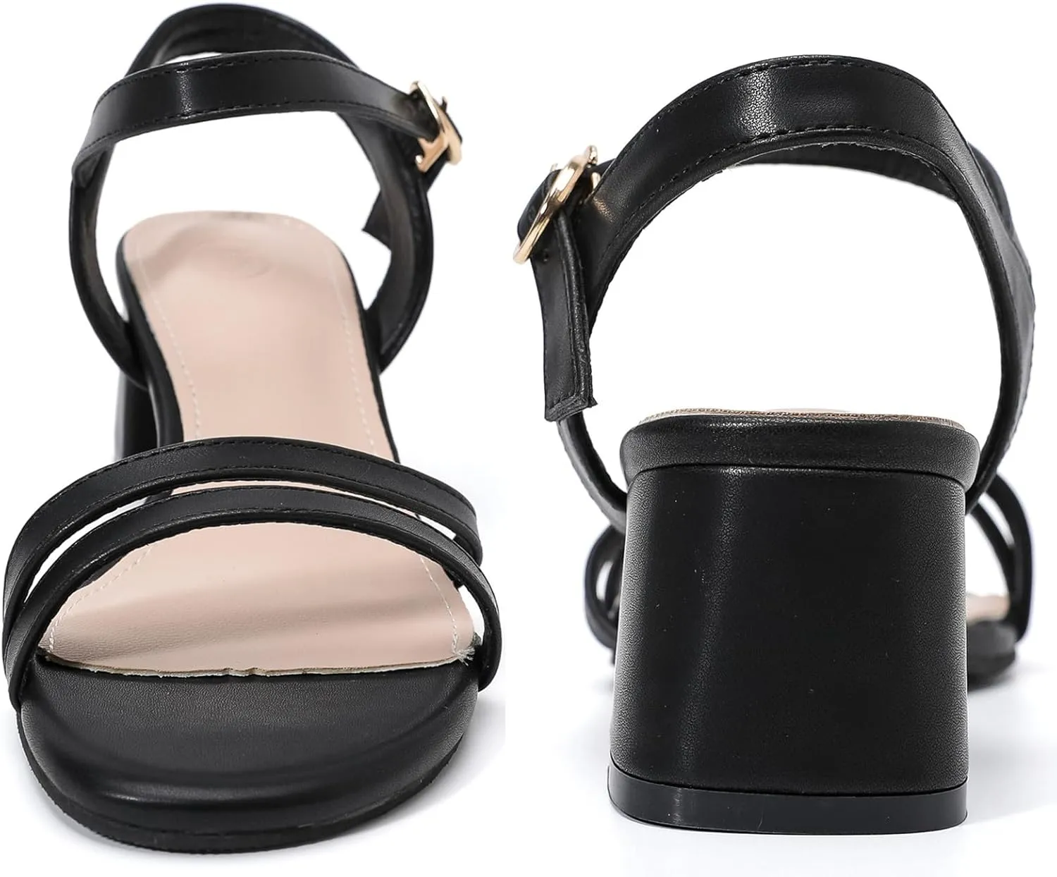 Dress Pumps Shoes DADAWEN Women's Open Toe Ankle Strap Low Block Chunky Heels thunderous door moderate introduction Sandals Party Wedding 