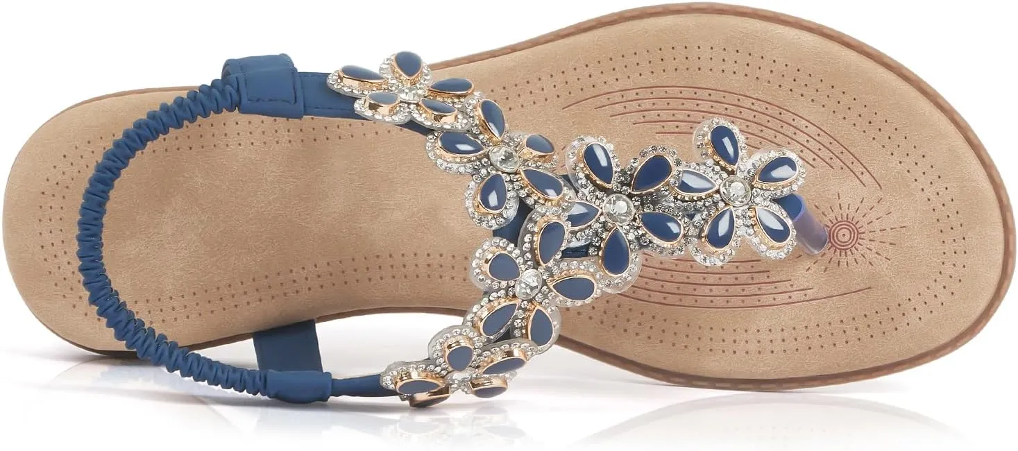 Dressy Casual Summer flat surprise flip flops Comfortable Sandals iCKER Women Sandals Rhinestone 