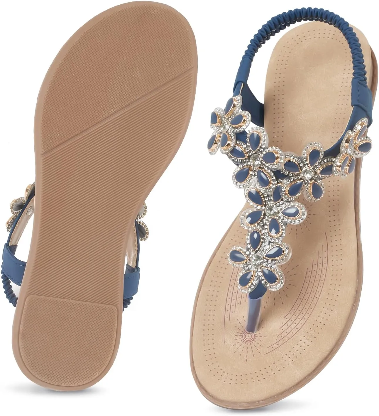 Dressy Casual Summer flat surprise flip flops Comfortable Sandals iCKER Women Sandals Rhinestone 
