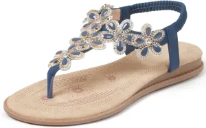 Dressy Casual Summer flat surprise flip flops Comfortable Sandals iCKER Women Sandals Rhinestone 