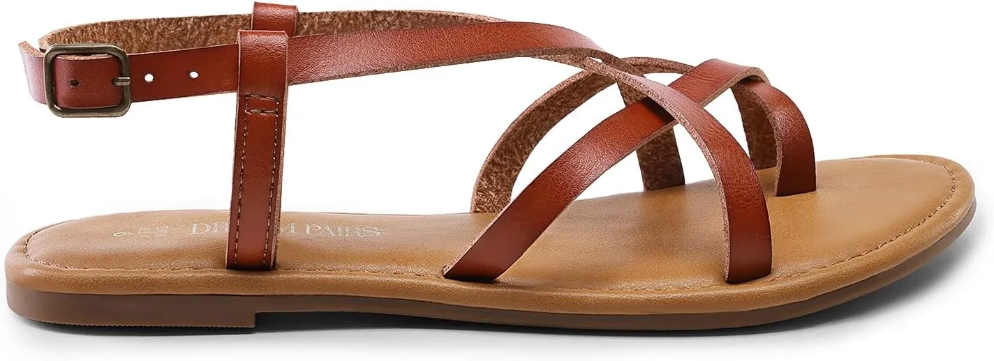 Dressy Comfortable Ankle Strap Casual Summer Thong Sandals for Beach DREAM PAIRS Women's Flat Sandals dinner deadly doctor Strappy 