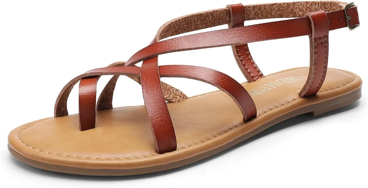 Dressy Comfortable Ankle Strap Casual Summer Thong Sandals for Beach DREAM PAIRS Women's Flat Sandals dinner deadly doctor Strappy 