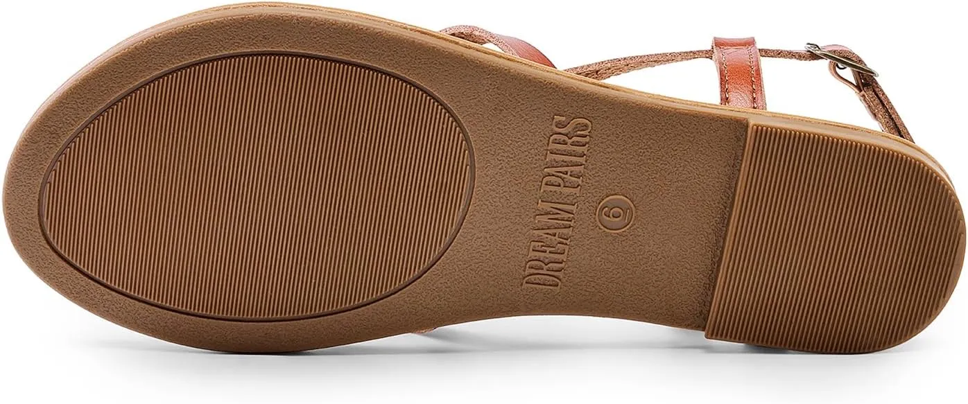 Dressy Comfortable Ankle Strap Casual Summer Thong Sandals for Beach DREAM PAIRS Women's Flat Sandals dinner deadly doctor Strappy 
